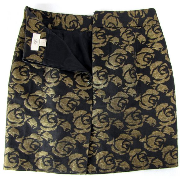 SALE! Floral Shimmery Gold Short Mini Skirt - Picture 2 of 3